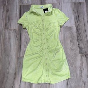 Terry Cloth Lime Shirt Dress